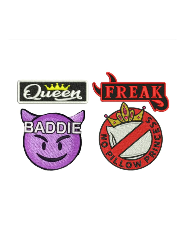 Stylish Queen Badges Set 4Inch Velcro for Thigh Highs Clap Cleats